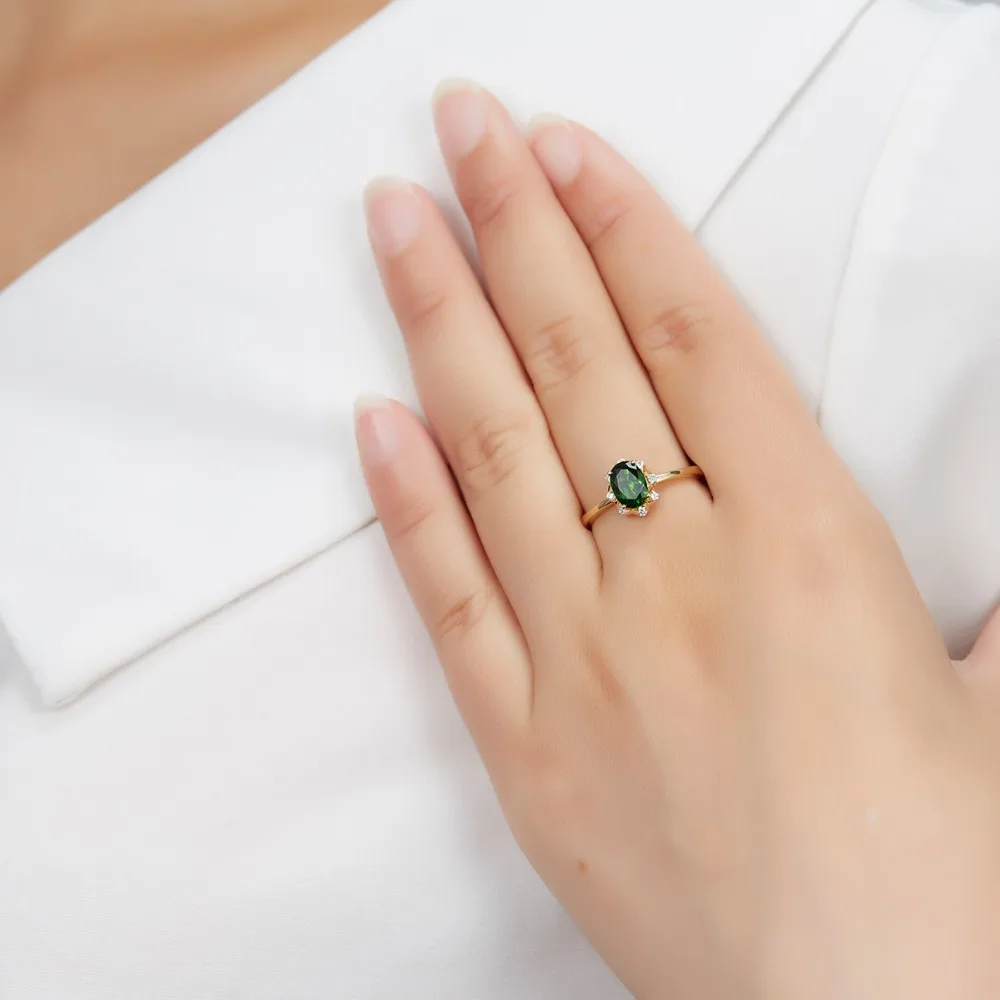 LP индивидуальные 1.01CT натуральный Россия хром диопсид Алмаз Твердые 18 К желтое золото Трендовое обручальное кольцо ювелирные украшения для женщин