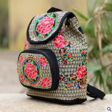 Pattern 3 Red Национальный тренд, тканевый этнический рюкзак с вышивкой, дизайн, китайский женский рюкзак с вышитым цветочным принтом, Mochila - Цвет: Pattern 3 Red