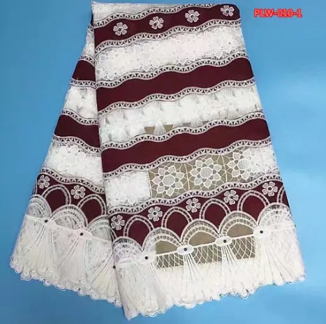 White&ampmaroon African guipure lace fabric with shadda bazin riche getzner combination 5yards/pcs for sewing dress Apr-5-2018 | Дом и сад