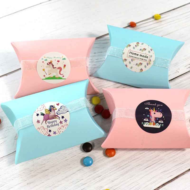 

60pcs DIY Rainbow Horse Gift Box Stickers Cute Candy Bag Package Sticker Wedding Decor Unicorn Party Supplies