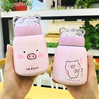 cute piglet stainless steel insulating vacuum thermos cups children portable large capacity bottles hot water 6 12 hours belly