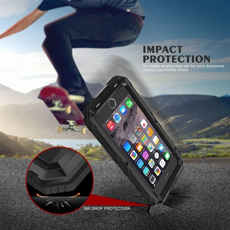 Чехол Portefeuille для iPhone 6 металлический водонепроницаемый чехол IP68 S X 7 8|for iphone|case