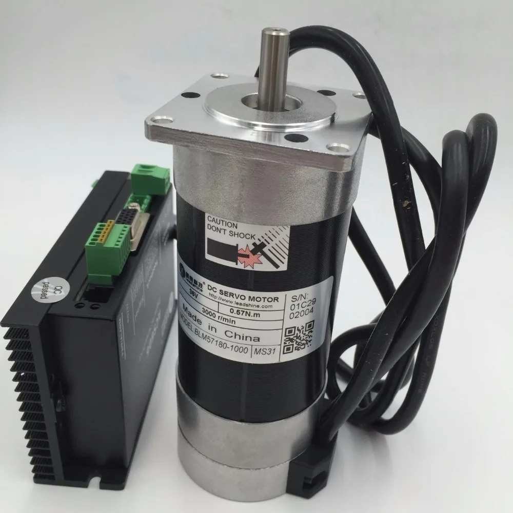 180 Вт DC бесщеточный Серводвигатель комплект 0.57нм 36В + ACS606 DC18-60V кабель Leadshine набор