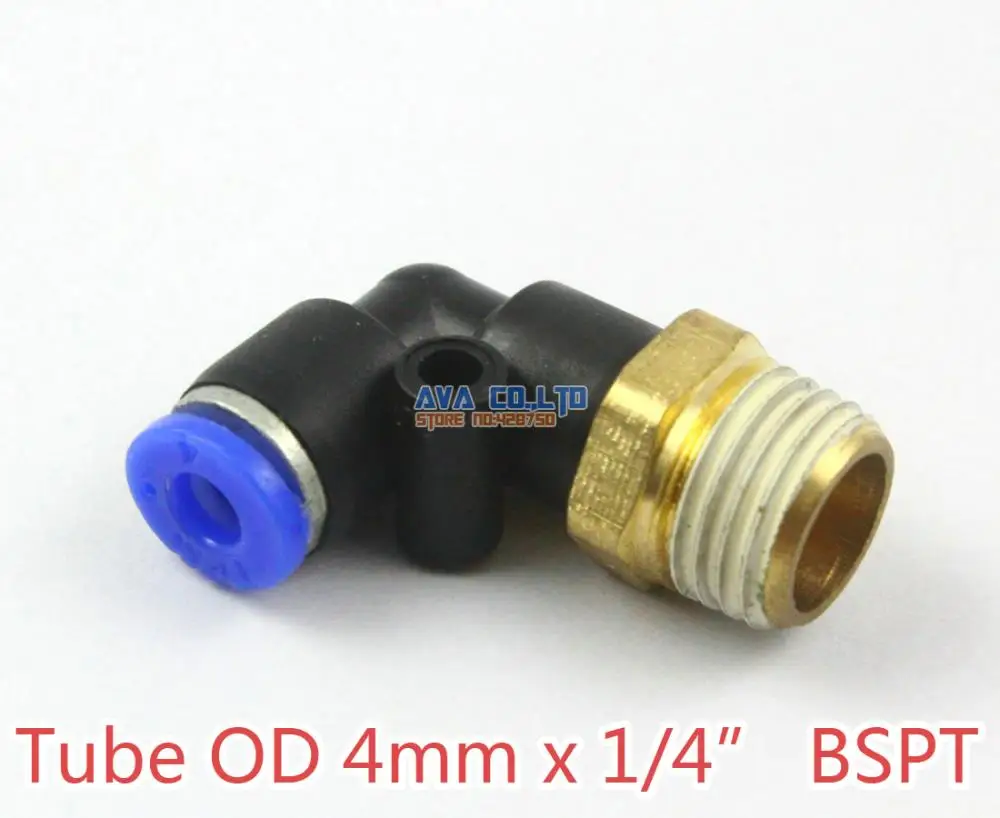 

10 Pieces Tube OD 4mm x 1/4" BSPT Male Elbow Pneumatic Connector Push In To Connect Fitting One Touch Quick Release Air Fitting