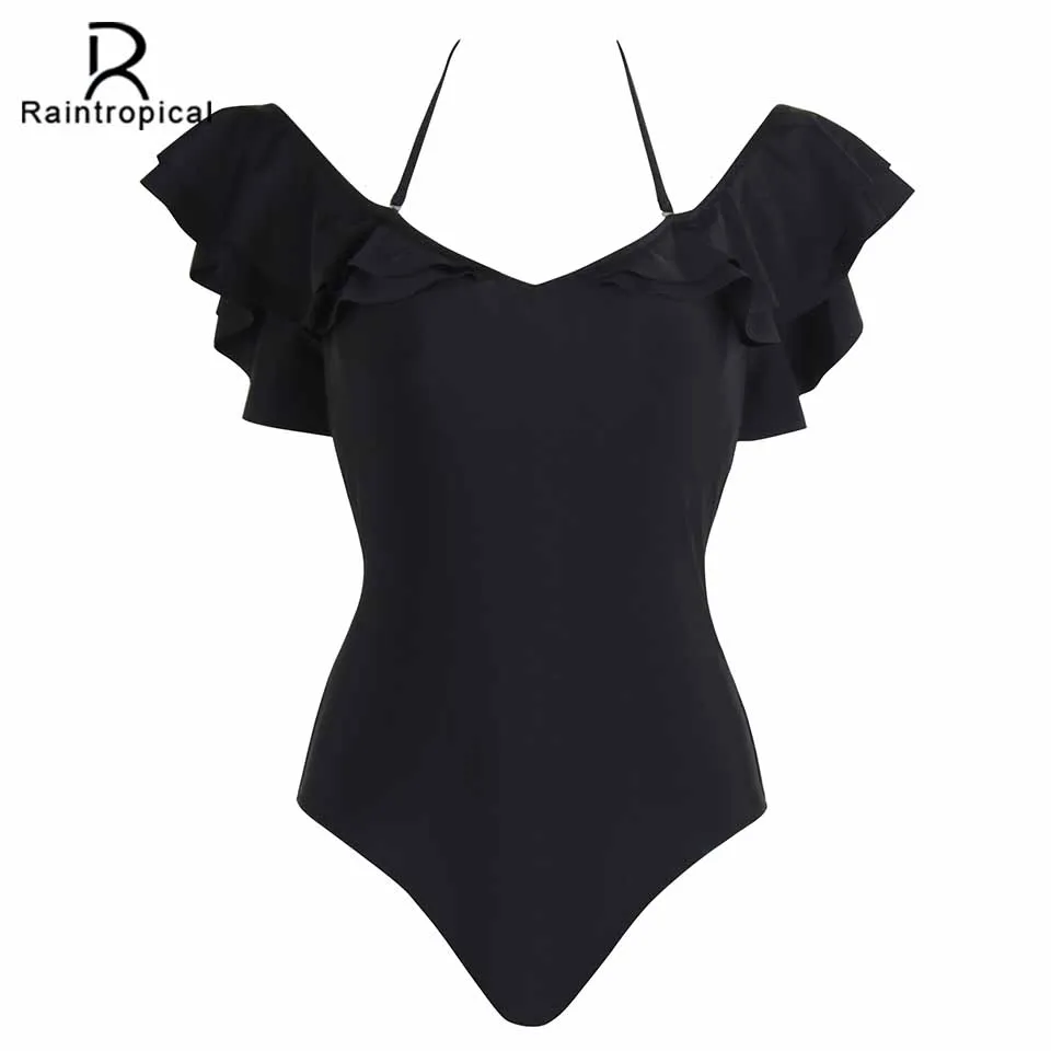 Новинка 2019 слитный купальник rainтропический Женский Большой однотонные костюмы