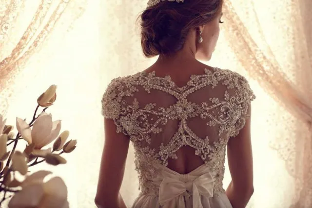 2015 New Arrival Beaded Crystal Short Sleeve Elegant Chiffon Beach Wedding Dresses Size 2 4 6 8 10 12 14 16 18 20 ++ Custom W213 | Свадьбы и
