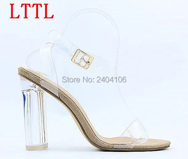 Ким Кардашьян ПВХ прозрачный ремешок на щиколотке женские сандалии высокий