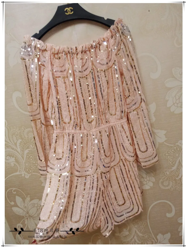 Женский комбинезон с длинным рукавом Cakucool шифоновый вырезом лодочкой и