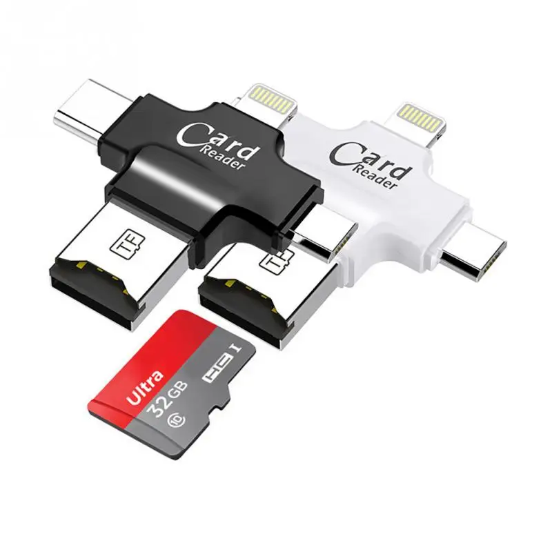4 в 1 кардридер Type C Micro USB адаптер SD карта для iPhone / iPad Smart OTG|Картридеры| |