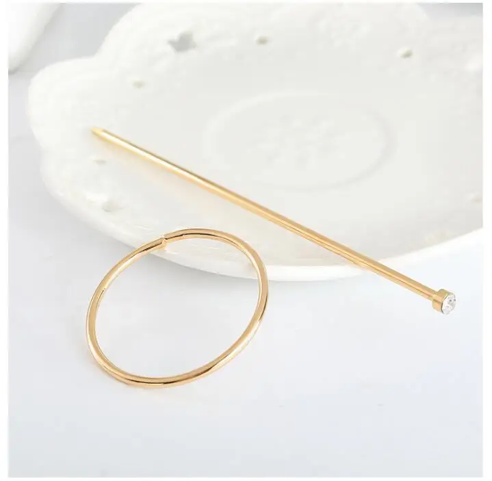 round gold Timlee H132 Модные Простые Сердце Звезда круглый дизайн имитация жемчуга металлические палочки для волос Заколки торговля аксессуарами для волос - Окраска металла: round gold
