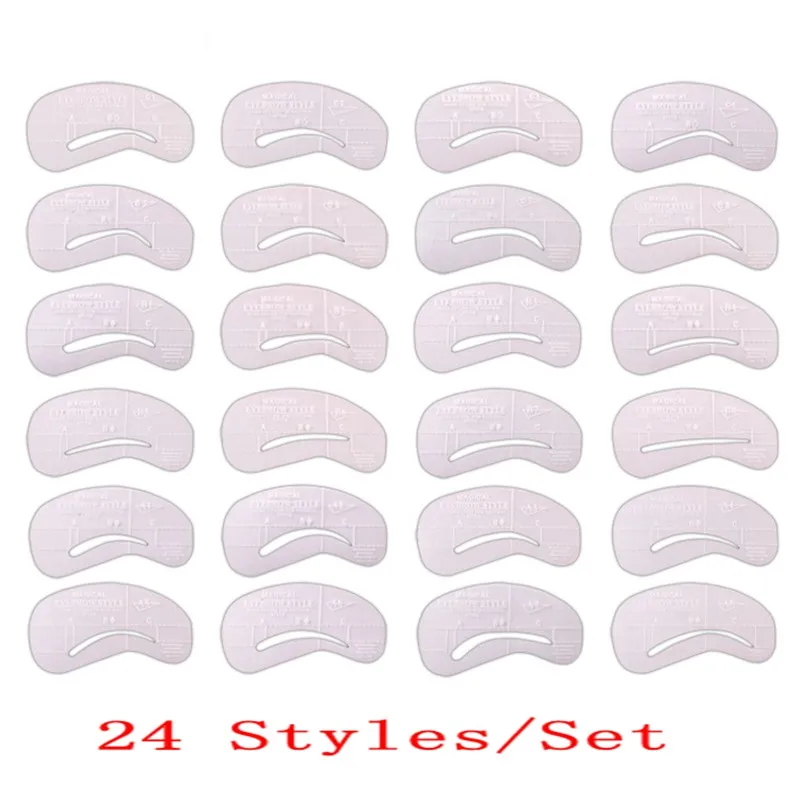 

24PCS/Set Reusable Eyebrow Stencil Eye Brow DIY Drawing Guide Styling Shaping Grooming Template Card Easy Makeup Beauty