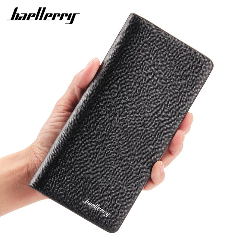 Бумажники Baellerry мужские из мягкой кожи удлиненный вместительный клатч для