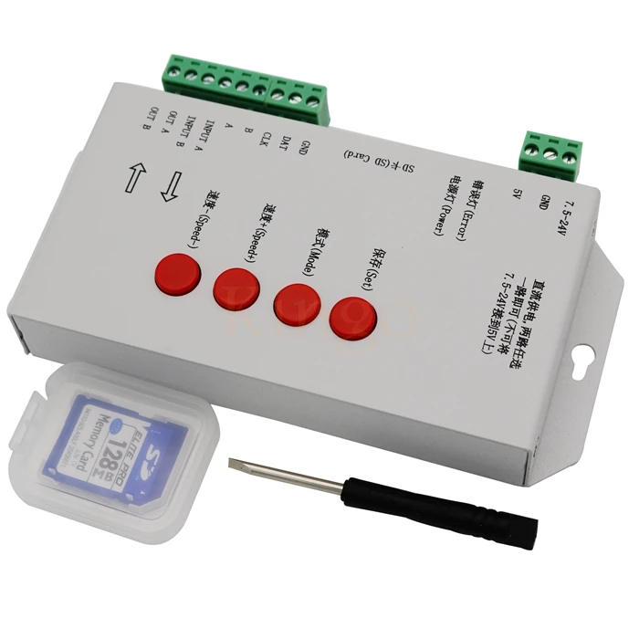 Хорошее качество T1000S sd-карта WS2801 WS2811 WS2812B LPD6803 LED 2048 пикселей контроллер DC5 ~ 24V T-1000S