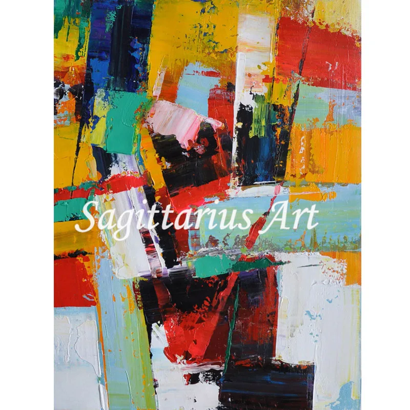 High Quality Hand Painted contemporary orange green Slected Gift Abstract Oil Painting Canvas Wall Living Room Home Decor Art | Дом и сад