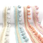 Лента с помпоном, 1,2 см, с помпоном, винтажная вышитая лента с бахромой, для рукоделия, кружева, аксессуары для шитья, товары для декора, 1 ярд