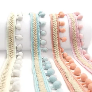 Лента с помпоном, 1,2 см, с помпоном, винтажная вышитая лента с бахромой, для рукоделия, кружева, аксессуары для шитья, товары для декора, 1 ярд