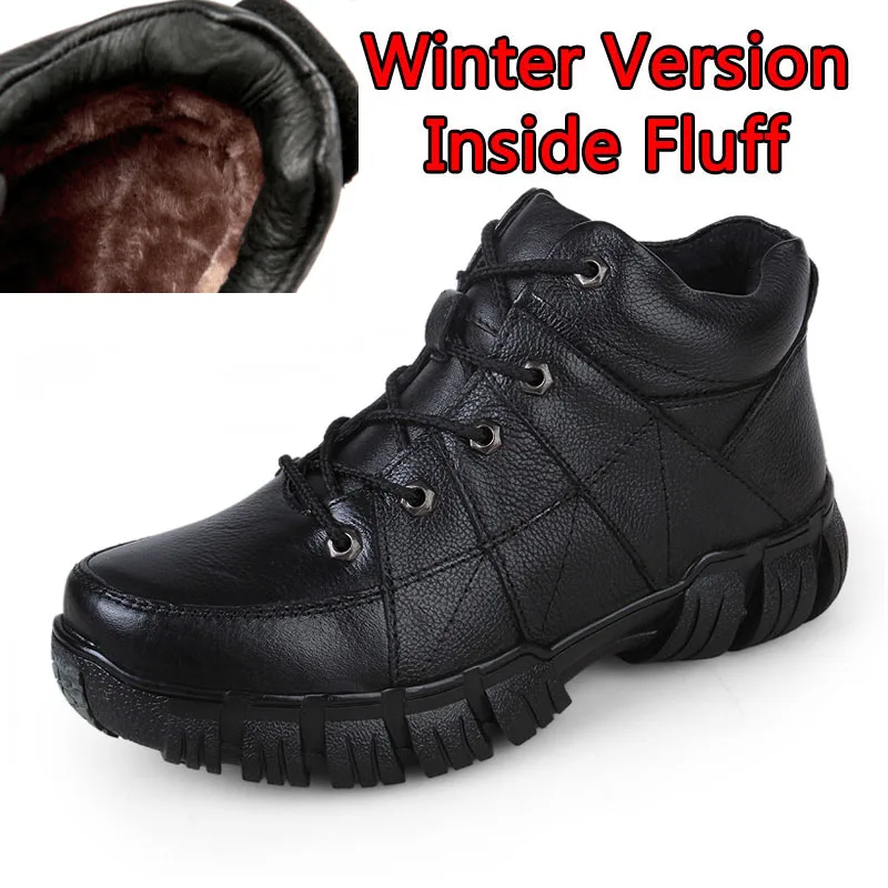 Winter Black SURGUT/Брендовые мужские ботинки; большие размеры 38-47; мужские ботинки; сезон осень-зима; повседневные зимние ботинки на шнуровке; Мужская модная кожаная обувь для работы - Цвет: Winter Black