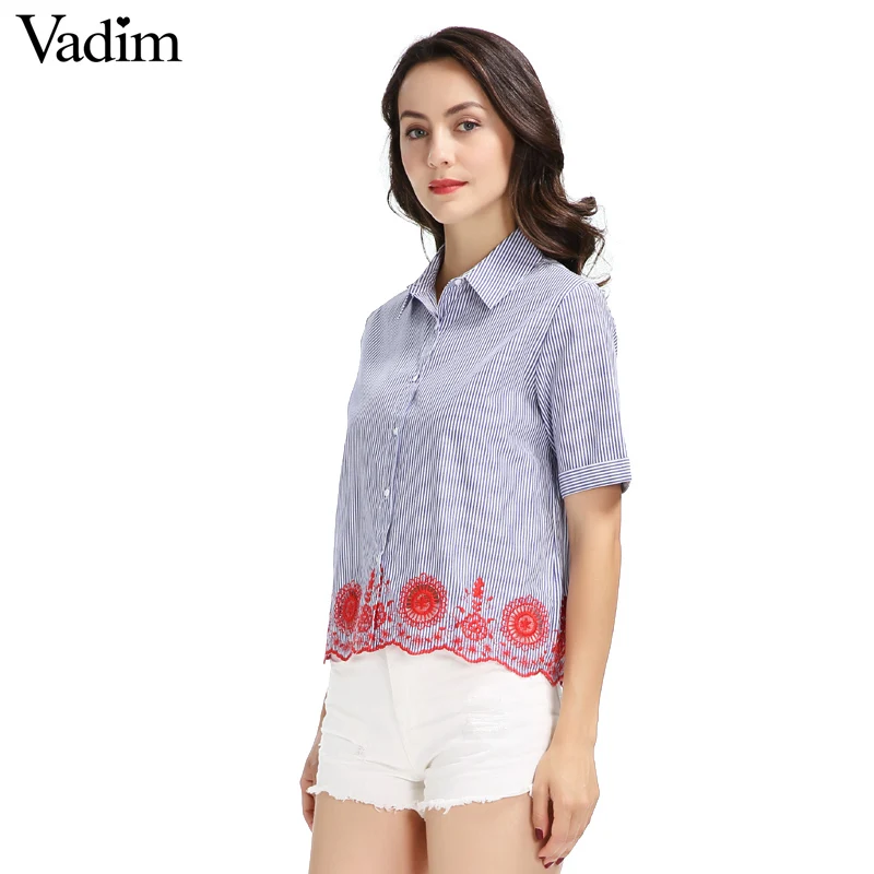 Рубашка женская с коротким рукавом винтажная синяя цветочным принтом|blouse brand|brand