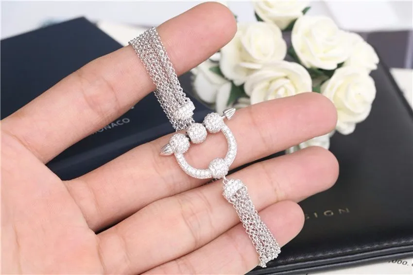 YP16 модный U браслет с заклепками и кисточками из стерлингового серебра 925 пробы