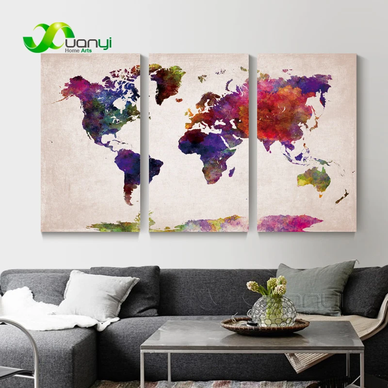 3 Панели классическая Карта мира картина маслом холст искусство настенные принты