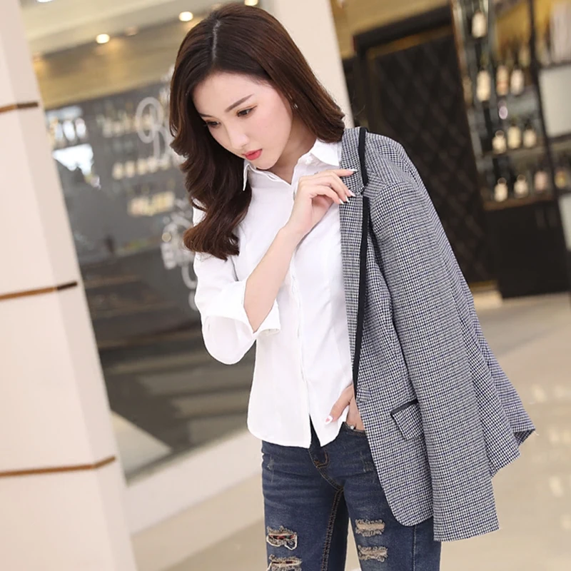 

2019 spring new slim slimming short paragraph casual plaid small suit jacket High-end fashion ladies temperament jacket