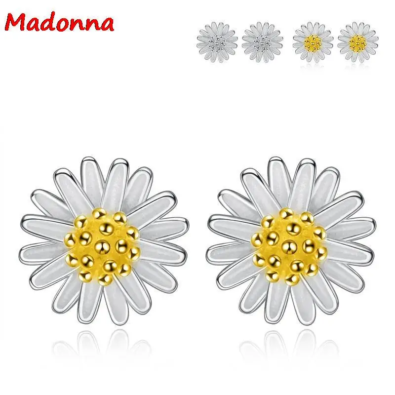 Модные женские серьги в Корейском стиле желтая белая бутон посеребренное