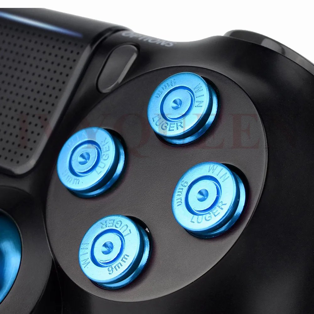 IVYUEEN для playstation 4 PS4 Pro тонкий контроллер синие алюминиевые аналоговые палочки+ металлический Dpad 9 мм пулевые кнопки комплект модов
