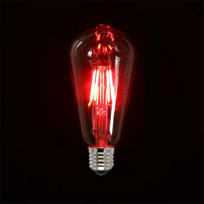 Led лампа накаливания ST64 1 шт. розовый синий зеленый красный 4 Вт COB Эдисон ретро