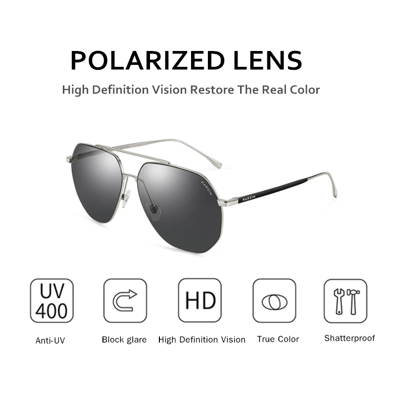 PARZIN Поляризованные Мужские Солнцезащитные Очки Pilot Качества Нейлоновые Линзы
