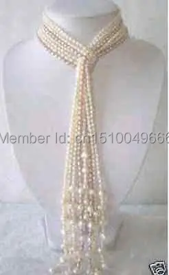 

FREE SHIP charming!white purple pearl necklace 48"