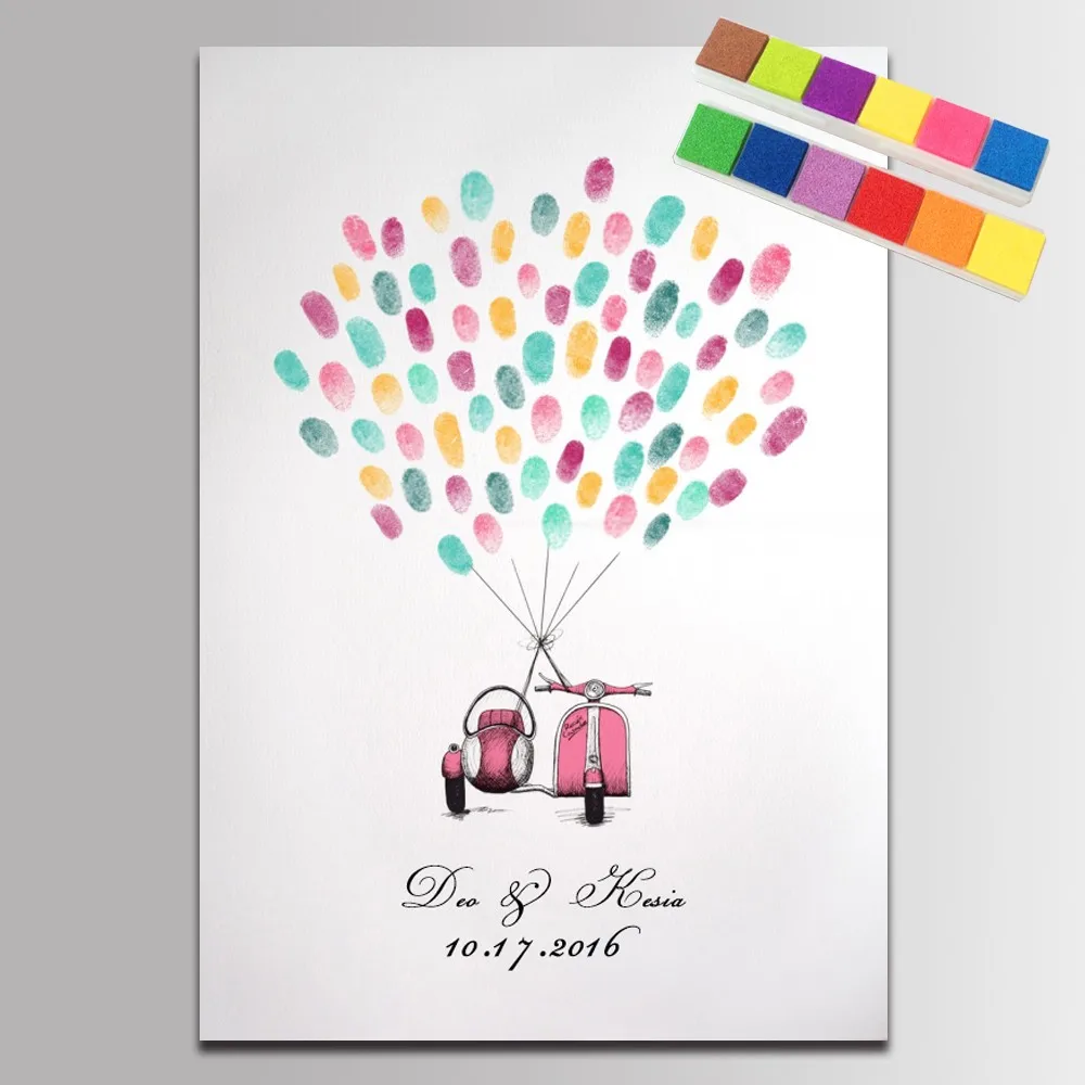 Персонализированная Свадебная Гостевая книга картина с отпечатком пальца