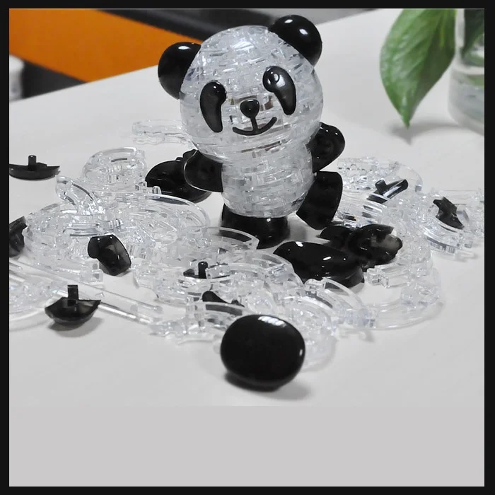 Panda Новинка, 3D Хрустальные пазлы, панда, животные, дельфин, лебедь, Медведь, Кролик, развивающие игрушки, рождественский подарок для детей, подарок на год - Цвет: Panda