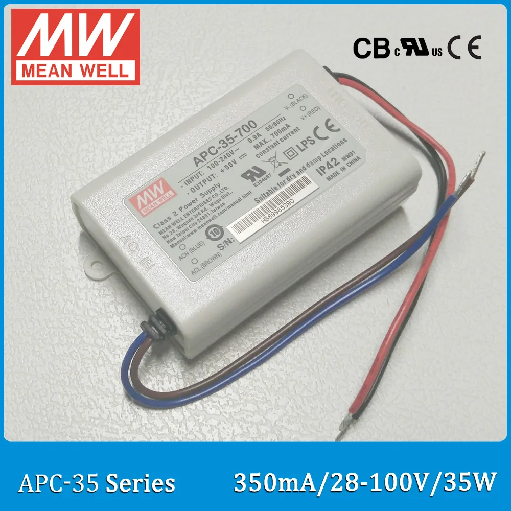 Оригинальный Meanwell Светодиодный драйвер APC 35 350 один выход Вт 28 ~ 100V 350mA бренд Mean well