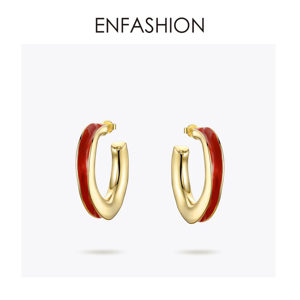 Enfashion красные твист серьги круглые большие круг цвет золотой обручи серьги для женщин Праздник круглые ювелирные изделия Aros Mujer ореха EC191018