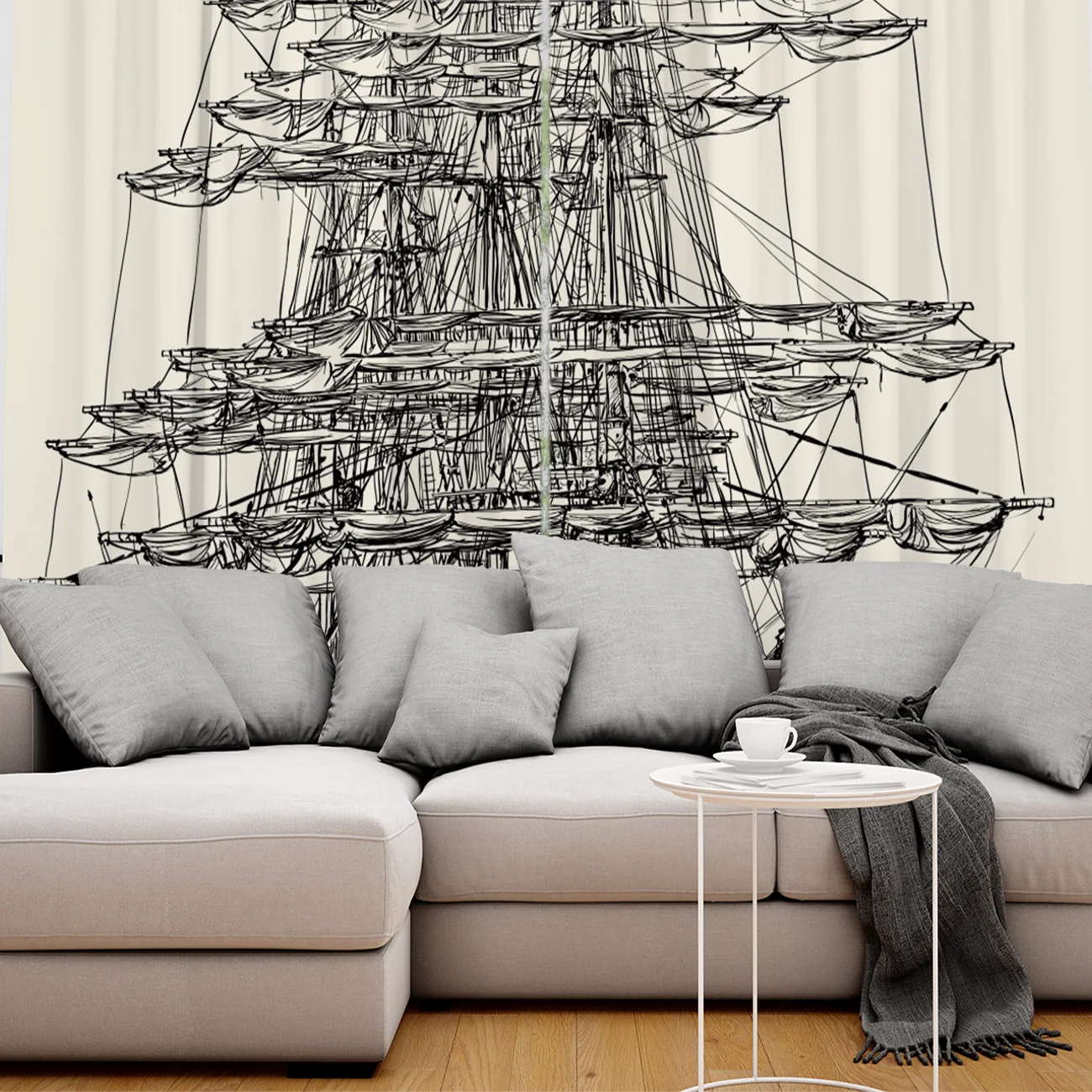 

Curtains Ancient Ship Window Curtain Living Room Bedroom Home Decoration Panel Window Treatment