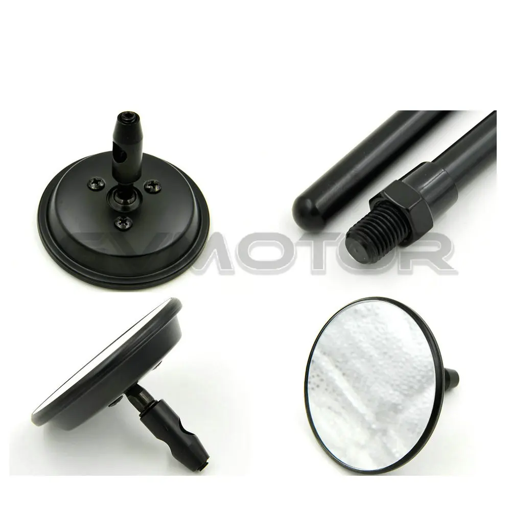 Черное винтажное мотоциклетное сферическое зеркало заднего вида Cafe Racer 3 дюйма