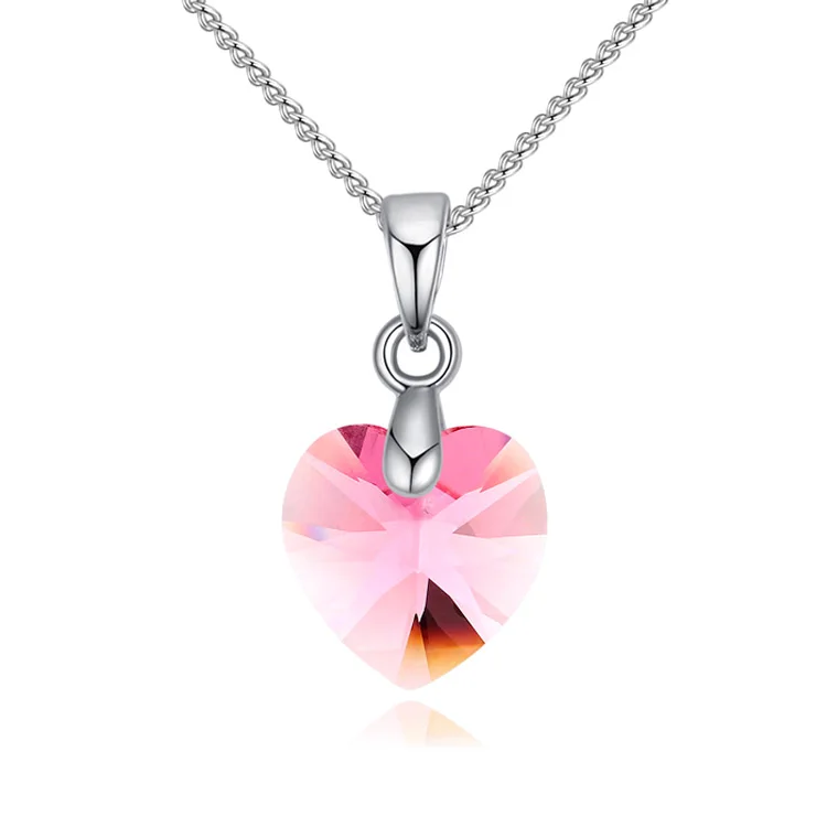 5 SPCLUB кристаллы от SWAROVSKI Mini XILION сердце серебряное ожерелье с подвеской цвет цепи ожерелье s для женщин новые ювелирные изделия подарок для девочек - Окраска металла: 5