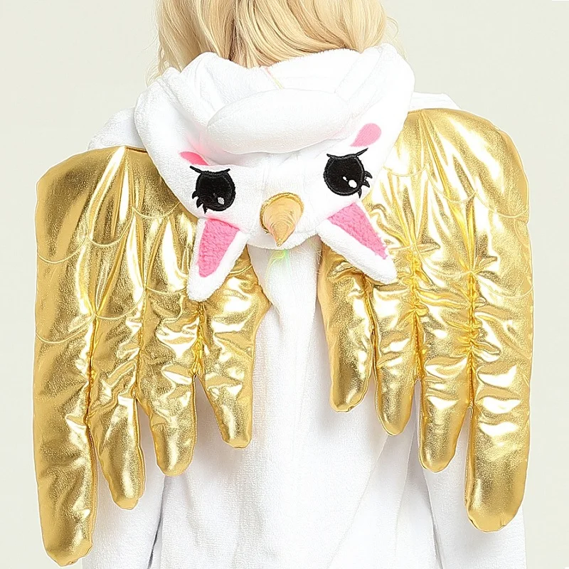 Новый 2018 золотые крылья Единорог Onesie для мужчин женщин аниме Стич Лило Пижама