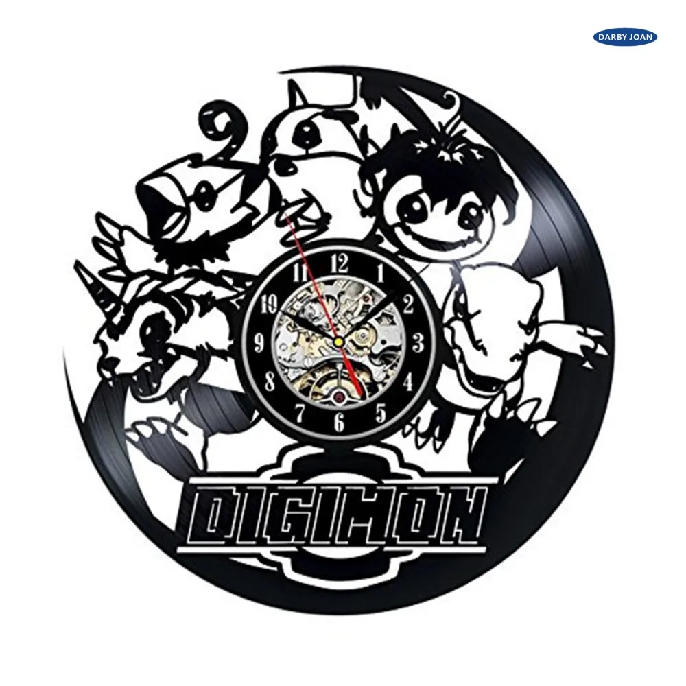 Saat Digimon мультфильм игра Творческий Виниловые Настенные Часы шкала зрение