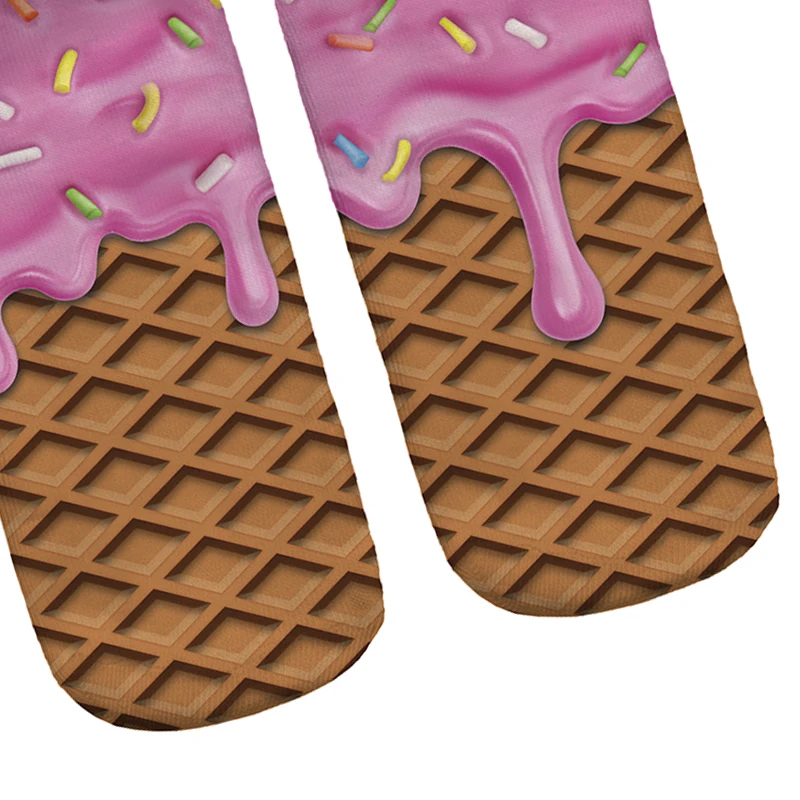 Лидер продаж милые розовые женские носки с 3D-принтом мороженого модные короткие