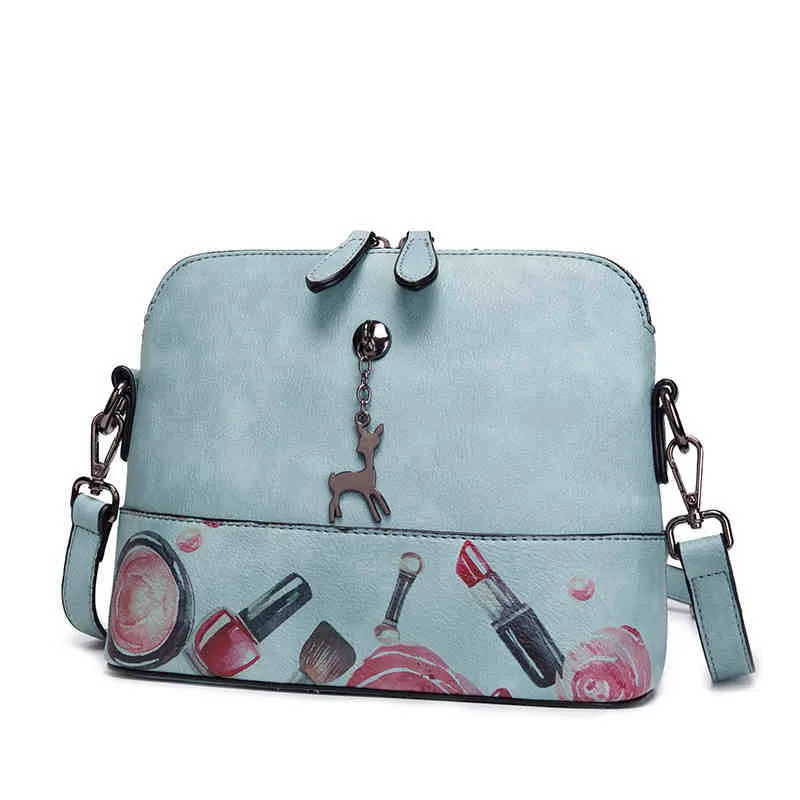 2019 new arrival women Faux leather Shell bags female pink blue printing ladies small zipper crossbody shoulder YG356 | Багаж и сумки