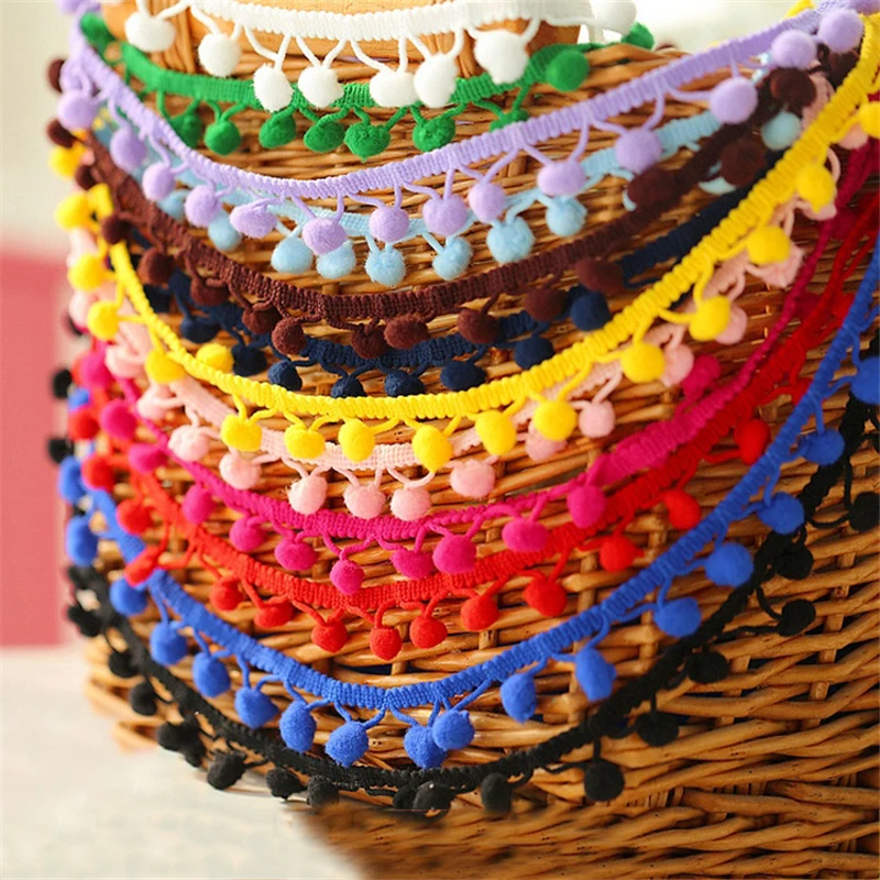 20Yard 1.2cm Pompom Trim Braid Tassel Lace Ribbon Ball Fringe Trimming Fabric DIY Clothing Home Curtain Decor Sewing Accessories | Дом и сад