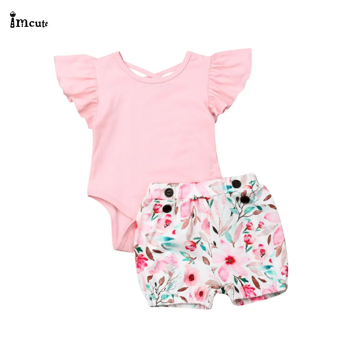UK Newborn Infant Toddler Baby Girl Floral Pink Romper+Shorts Pants 2019 New Summer Outfits Causal Cotton Clothes | Детская одежда и