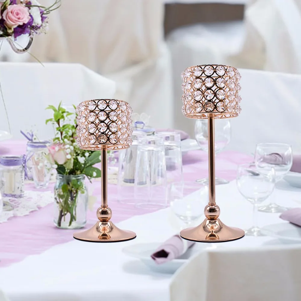 Блестящий подсвечник с кристаллами K9 набор золотых подсвечников для Дня Святого Валентина|crystal candle holder