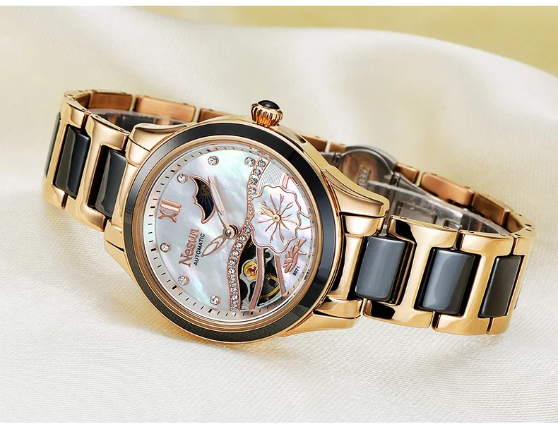 Новинка Switzerland Nesun Hollow Tourbillon женские часы люксовый бренд Автоматические наручные