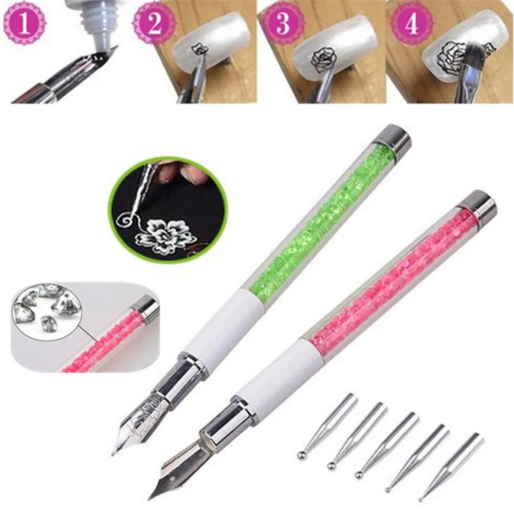 Сверкающая головка наконечник из горного хрусталя металлические кончики для