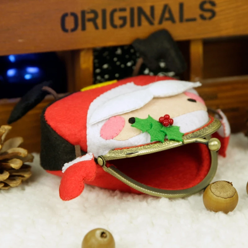 Милый Дед Мороз Войлок DIY упаковка Санта Клаус монеты кошелек Сделай Сам простой