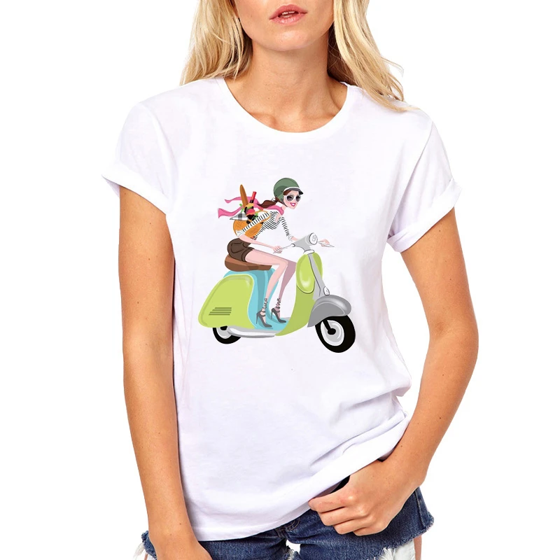 Женская футболка Vespa с принтом скутеров летние топы футболки подарки Прямая