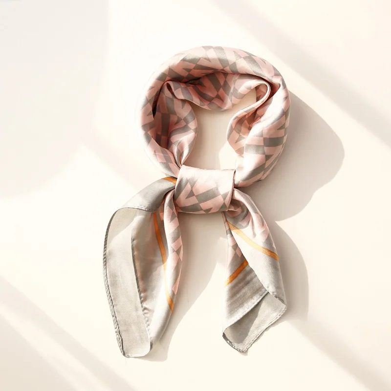 Женский шарф Yishine из шелка 70*70 см с принтом в полоску и буквами декоративный