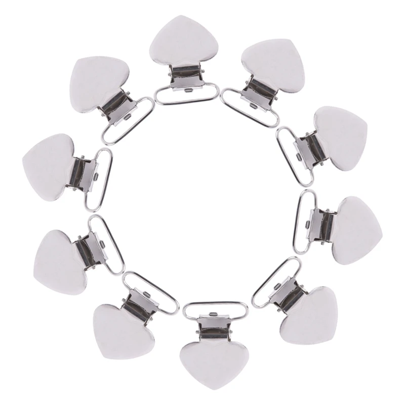 

10 шт. сердце Форма вставкой детская пустышка на цепочке с прищепкой, металлический держатель для подтяжек варежки ремесло 03KD